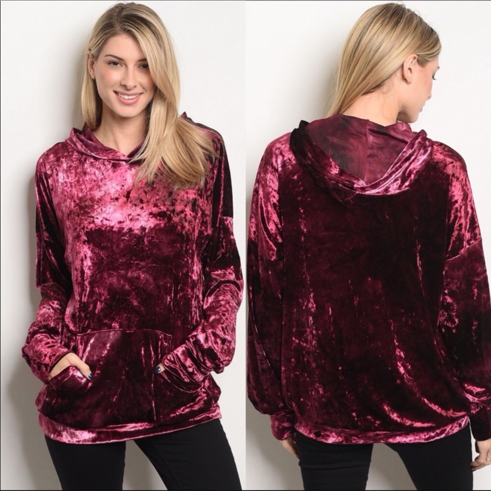 Wine, buttery tie dye hoodie top.  Beautiful color - Picture 3 of 4
